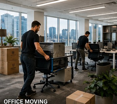 Movers relocating office furniture